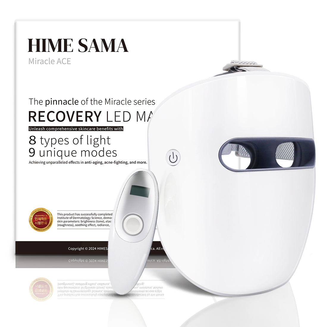 Máscara facial LED de 8 colores, terapia de luz, máscara de belleza para el cuidado de la piel con fotones en el hogar para reducir las arrugas y el acné (Miracle ACE)