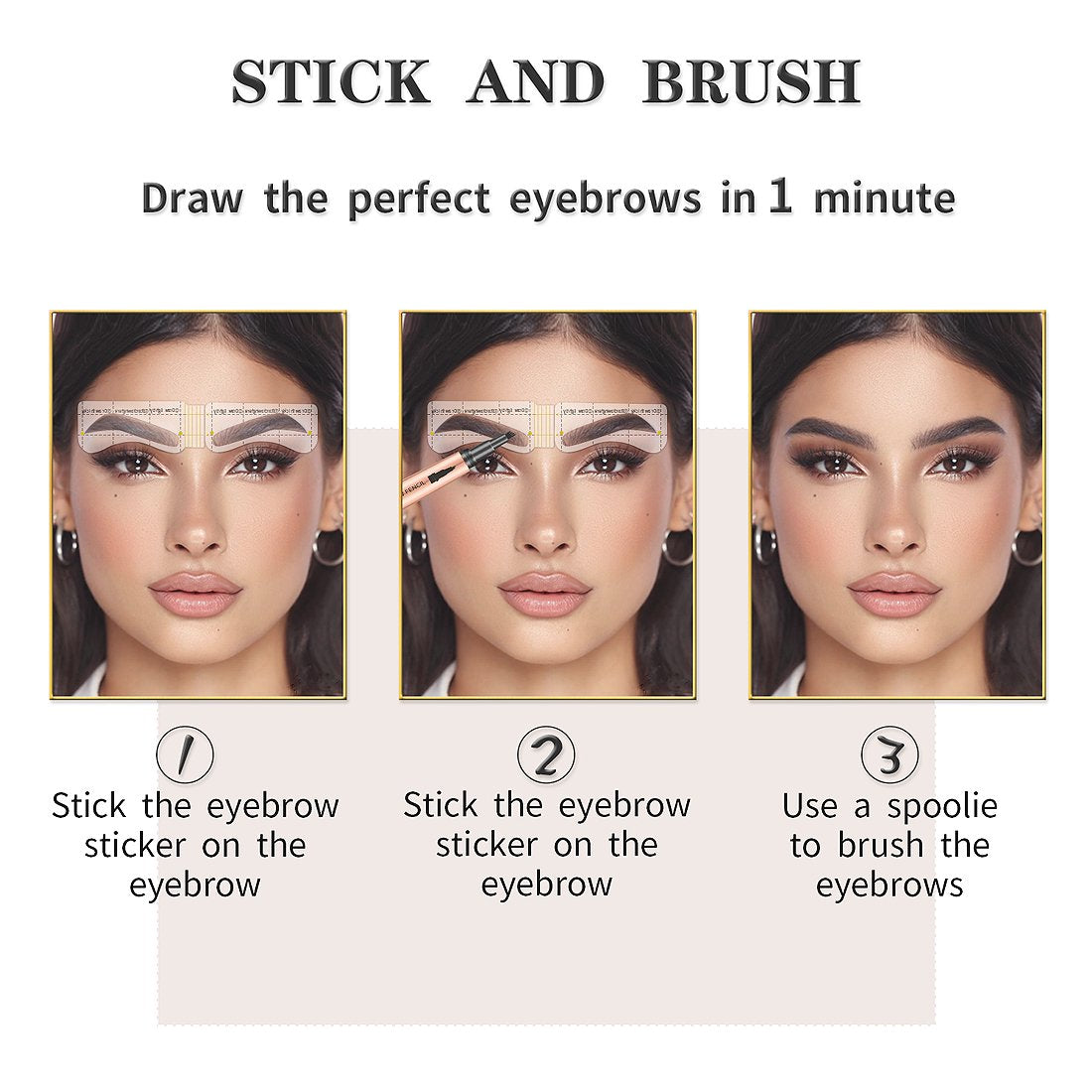 HIME SAMA Reusable Eyebrow Stamp Stencil Kit with Micro-Fork Tip Applicator