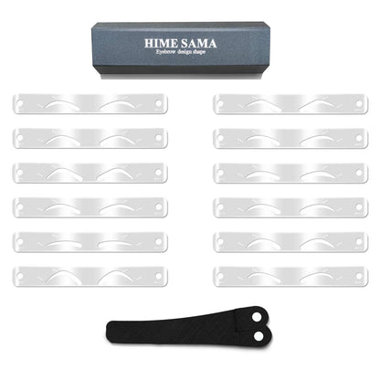HIMESAMA Eyebrow Stencils Kit for Beginner: with 12 Styles Eyebrow Templates and 2 Adjustable Headbands Reusable Brow Stencil Arched Stencil Eyebrow Shaping Set Women 3 Minutes Makeup Tools