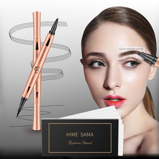 HIME SAMA Reusable Eyebrow Stamp Stencil Kit with Micro-Fork Tip Applicator