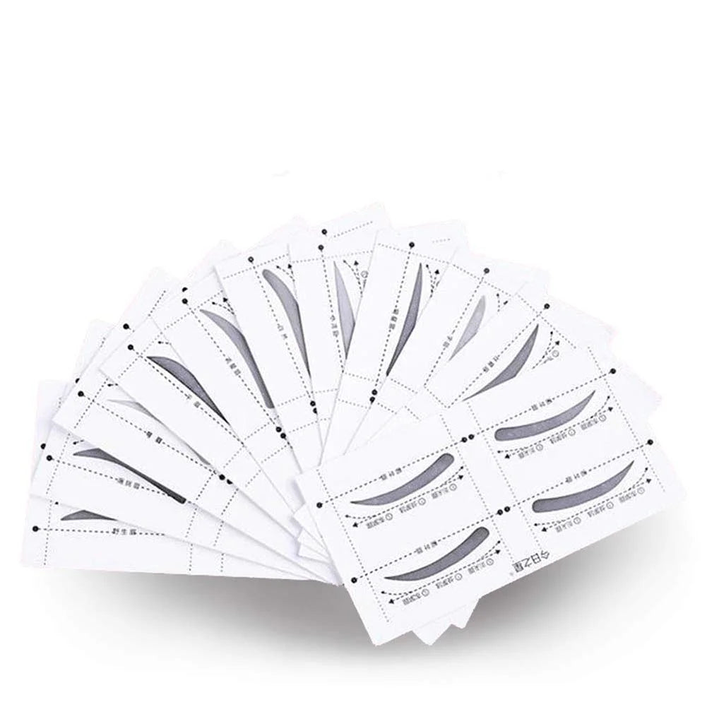 HIME SAMA Eyebrow Stencil with Eyebrow Pencil Brow Stencil Ruler Shaping Template Eyebrows Grooming Stencil Kit Reusable Styling Tool, 32pcs (Falling End Eyebrow Stencil with black eyebrow pencil)