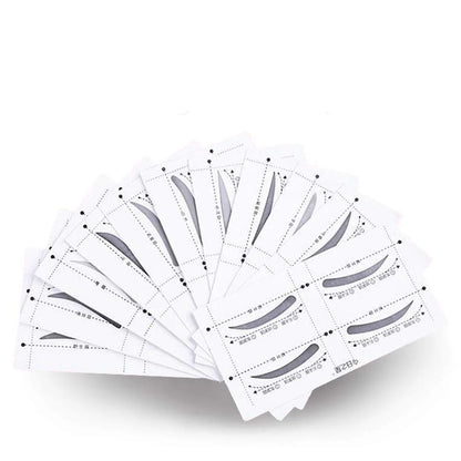 HIME SAMA Eyebrow Stencil with Eyebrow Pencil Brow Stencil Ruler Shaping Template Eyebrows Grooming Stencil Kit Reusable Styling Tool, 32pcs (Falling End Eyebrow Stencil with black eyebrow pencil)