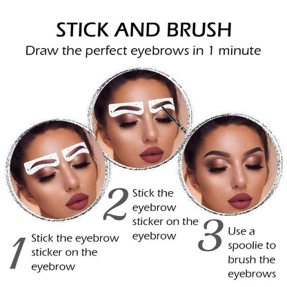HIME SAMA Eyebrow Stencil with Eyebrow Pencil Brow Stencil Ruler Shaping Template Eyebrows Grooming Stencil Kit Reusable Styling Tool, 32pcs (Falling End Eyebrow Stencil with black eyebrow pencil)