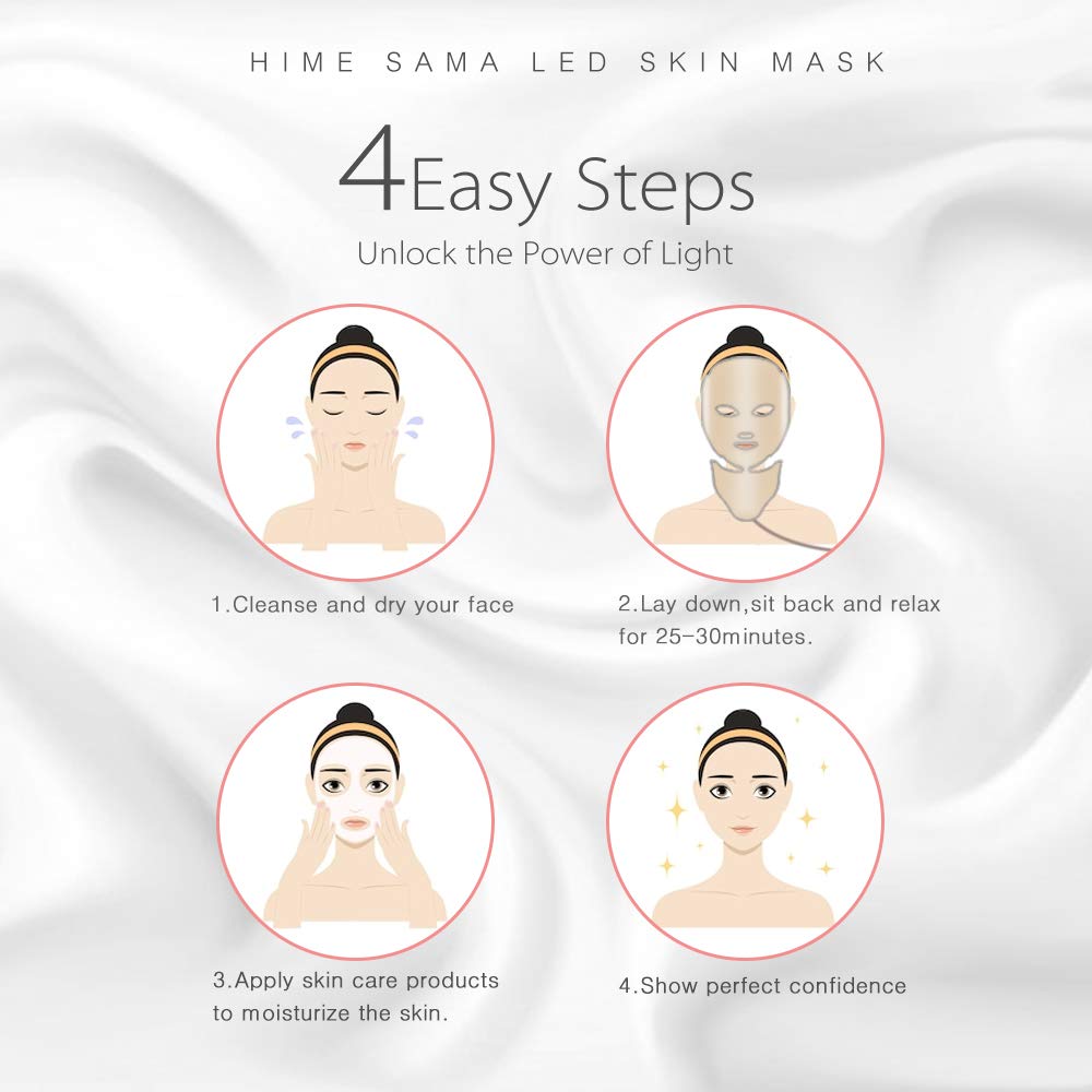 HIME SAMA 7 Color LED Light Therapy Mask for Face and Neck Skin Rejuvenation (Rose gold)