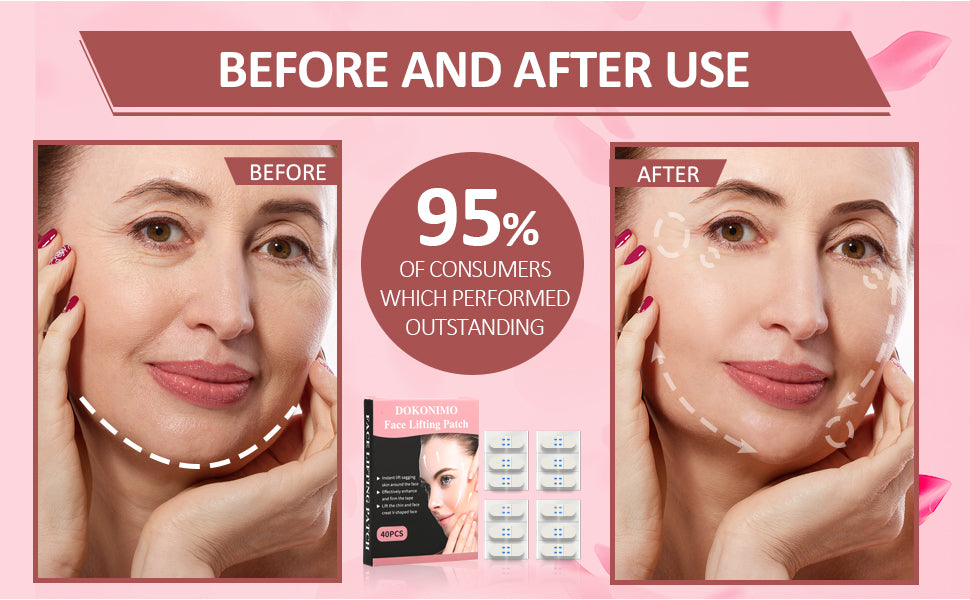【Face Lift Tape】, DOKONIMO Instant Face Lifting sticker, Invisible Wrinkles Lift Patch for Neck and Face Lifting, High Elasticity Waterproof Makeup Tool Lifting Saggy Skin(40PCS)